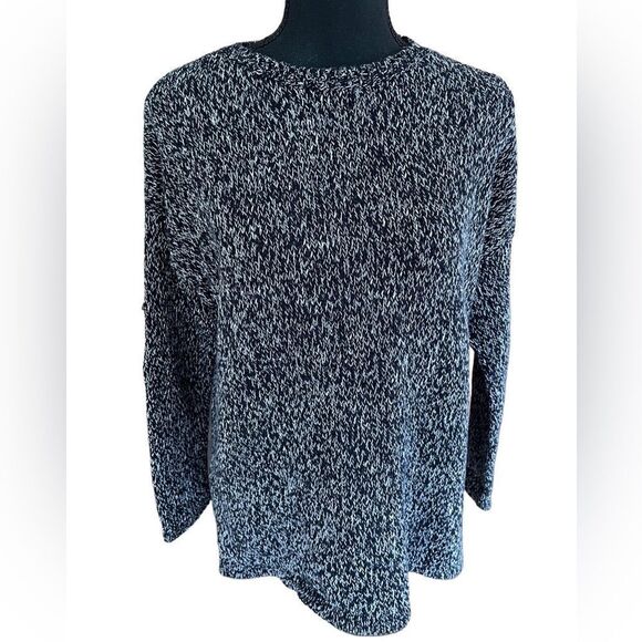 Workshop Republic Clothing black/white marled look crew neck cotton sweater sz M - Picture 1 of 5